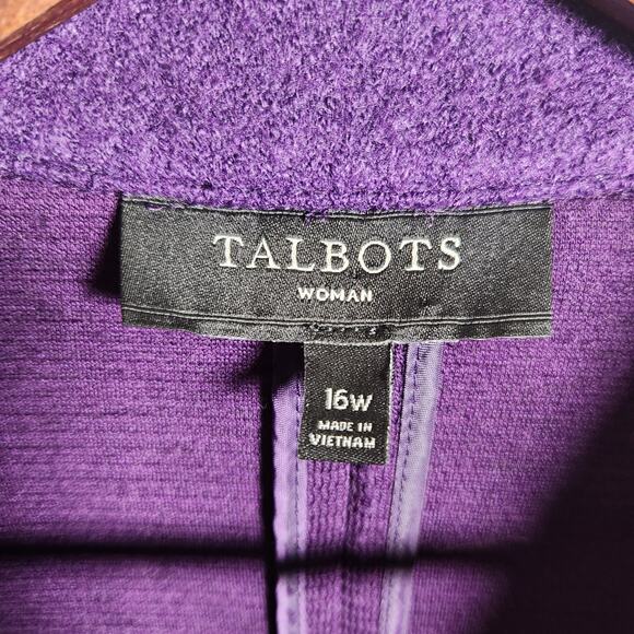 Talbots Women Wool Blend Blazer Jacket 16W Plus Purple Two Button Career Office - Picture 2 of 10